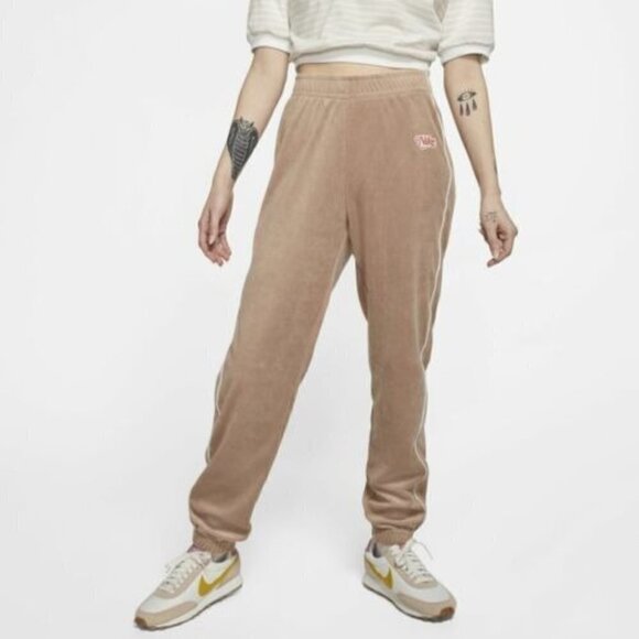 Nike Light Brown Retro Femme Terry Sweatpants S - Picture 1 of 5